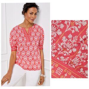 NWT Talbots Damask Bouquet Popover Top 3X